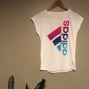 🌈 NWT Adidas Rainbow Logo T-Shirt Girls SizeXL16